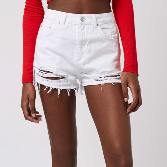 Topshop white mom shorts Clearance